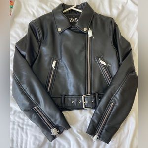 ZARA NWT Leather Size Zip Jacket